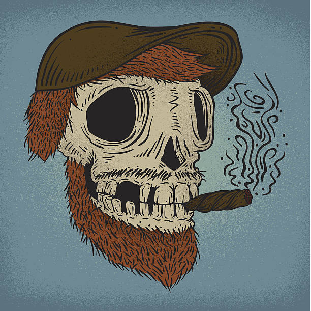 Cigar Skull vector art illustration