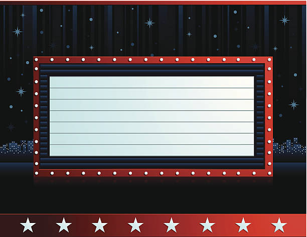 Label with drawings of stars with a red frame in the middle vector art illustration