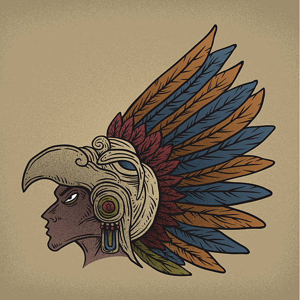 ilustraciones, imágenes clip art, dibujos animados e iconos de stock de guerrero aztec - guerrero azteca