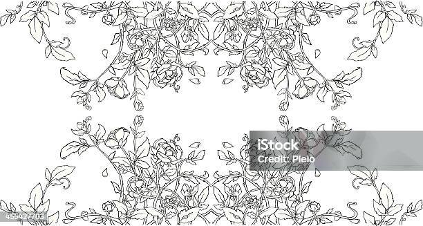 Simple Rose Garden Noir Et Blanc Illustration Vecteurs libres de droits et plus d'images vectorielles de Plante grimpante et vigne - Plante grimpante et vigne, Rose - Fleur, Motif