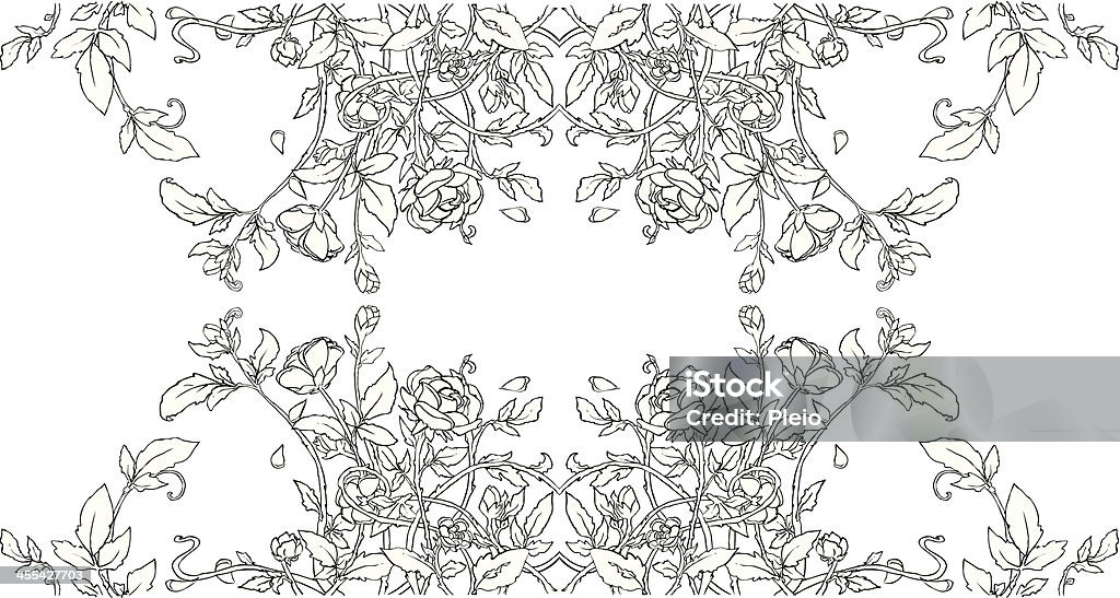 Semplice rose garden illustrazione in bianco e nero - arte vettoriale royalty-free di Vite - Flora