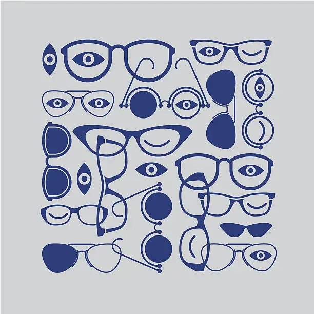Vector illustration of Silhouettes of glasses