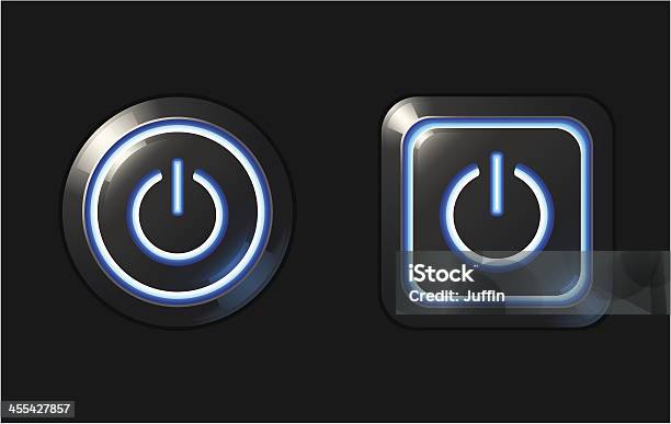 Botões Azul Incandescência De Potência - Arte vetorial de stock e mais imagens de Botão - Peça de Máquina - Botão - Peça de Máquina, Futurista, Incandescência