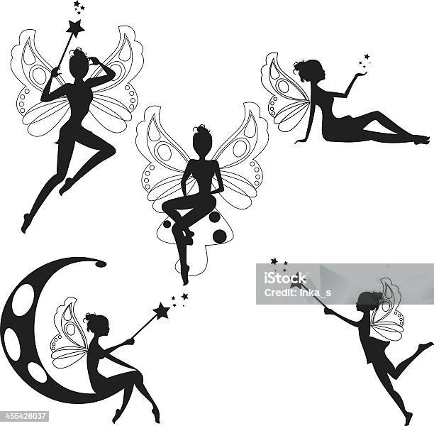 Fairies Silhouettes Stock Illustration - Download Image Now - Fairy, Vector, Animal Wing