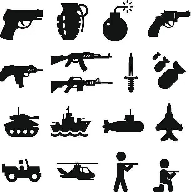 Vector illustration of Military Icons - Black Series