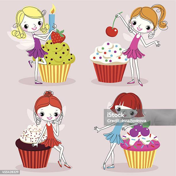 Cupcakes - Stockowe grafiki wektorowe i więcej obrazów Urodziny - Urodziny, Zaproszenie, Dziewczyny