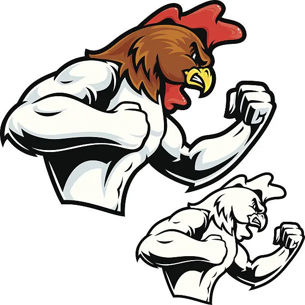 Vector illustration of Fighting Rooster Mascot
