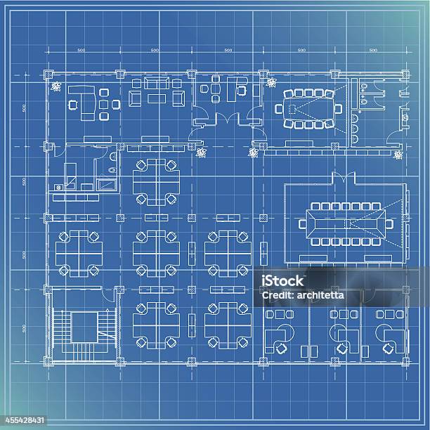 Escritório Parcial Plano Director Sala - Arte vetorial de stock e mais imagens de Cópia Heliográfica - Cópia Heliográfica, Escritório, Arquitetura