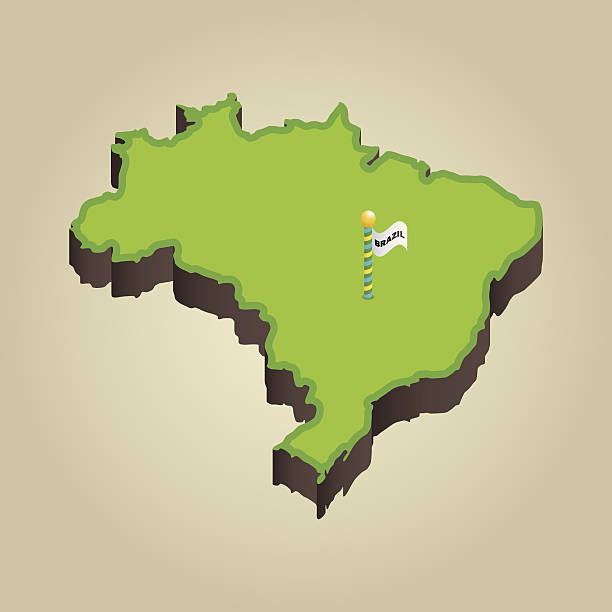 ilustrações, clipart, desenhos animados e ícones de brasil 3d mapa - mapa brazil 3d