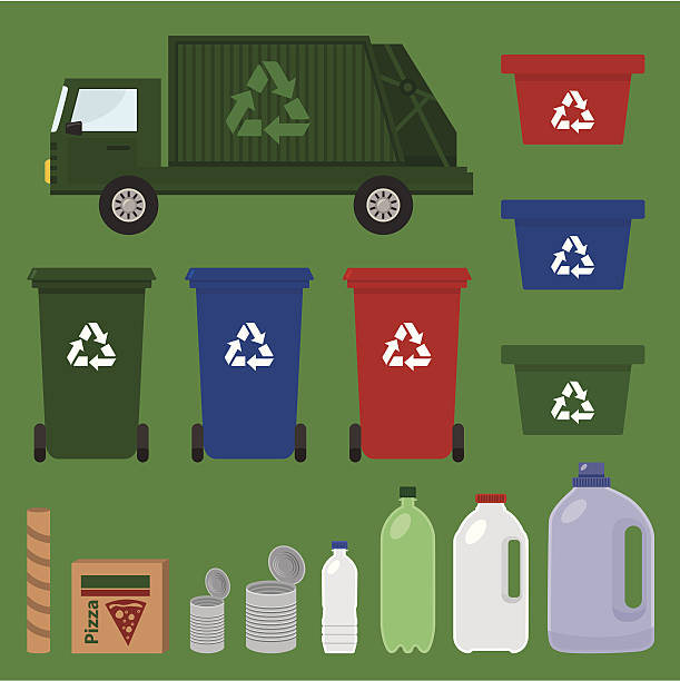 recycle items vector art illustration