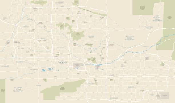 フェニックスエリアマップ - phoenix arizona city road点のイラスト素材／クリップアート素材／マンガ素材／アイコン素材