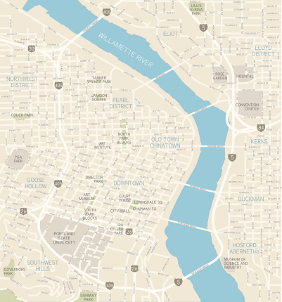 Portland, Oregon Downtown Map