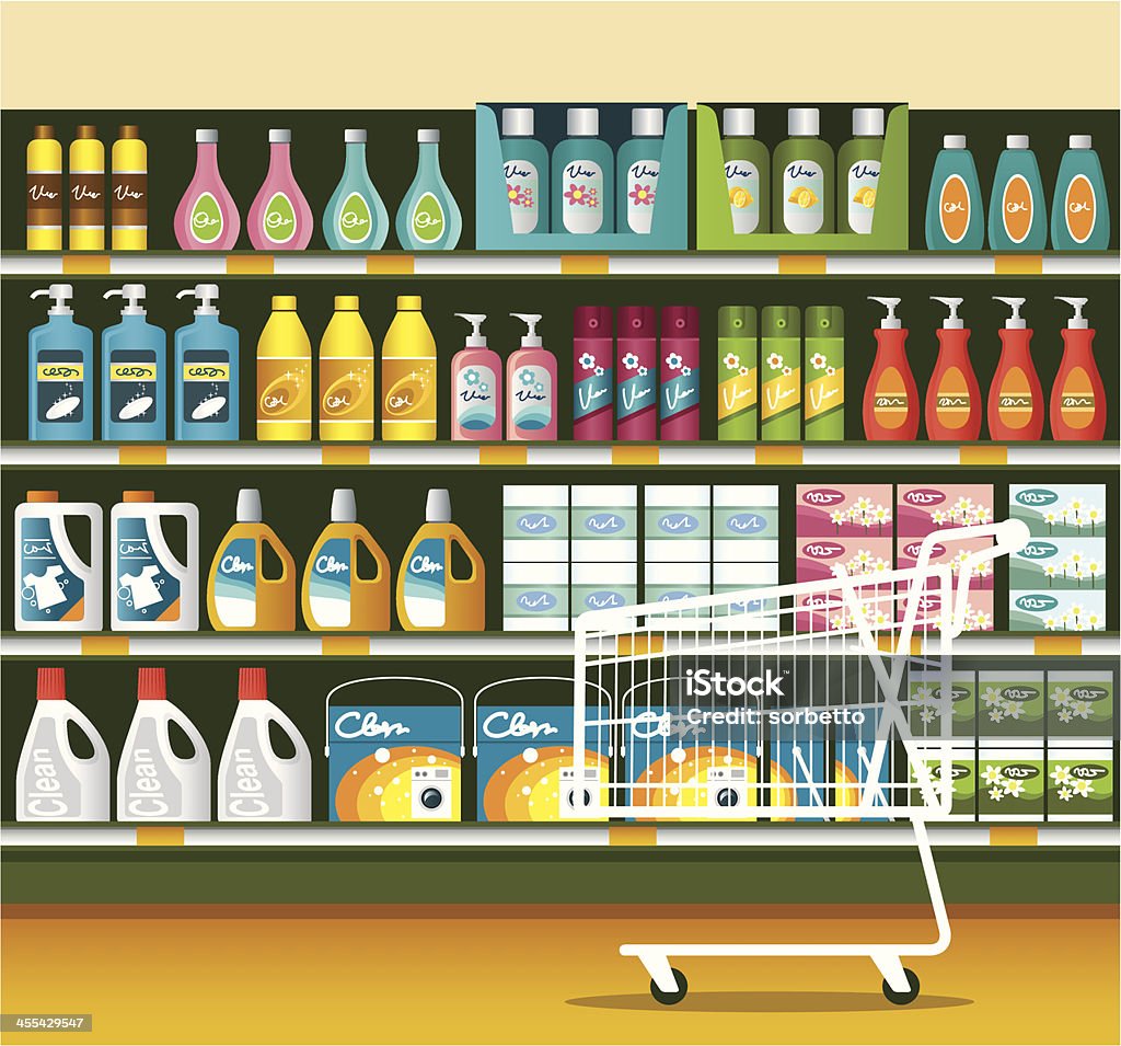 Supermarket z czyszczenia opakowania produktu - Grafika wektorowa royalty-free (Supermarket)