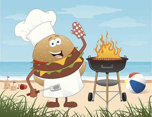 Vector illustration of Burger at the Beach!