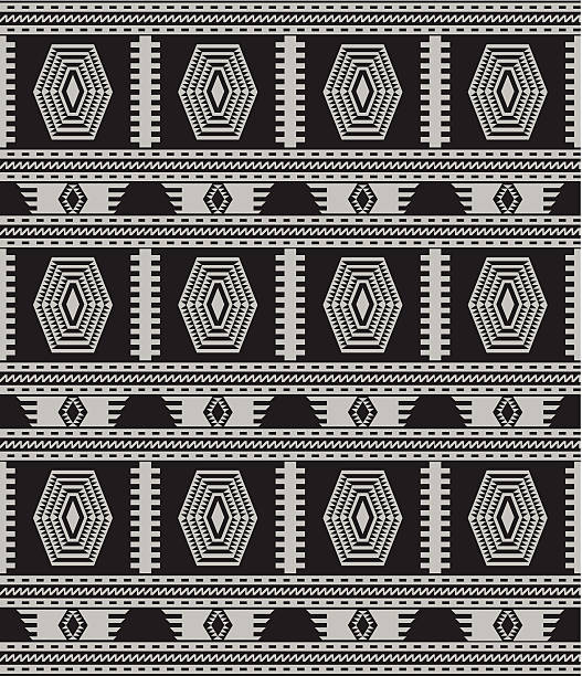 Indigenous Rug (Black and White) vector art illustration