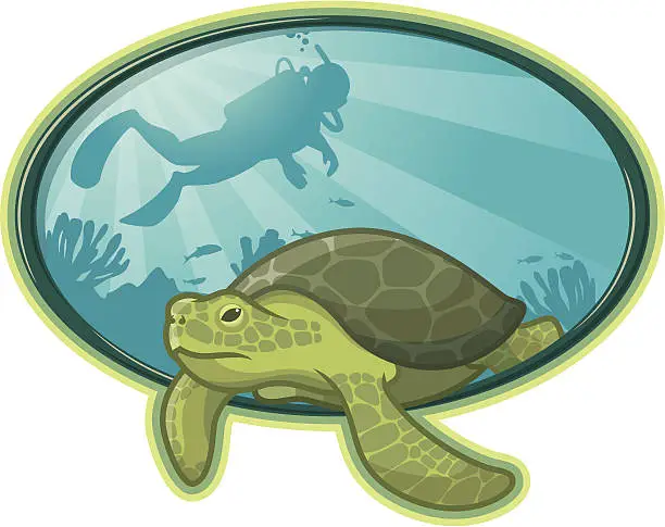 Vector illustration of Sea Turtle Diver