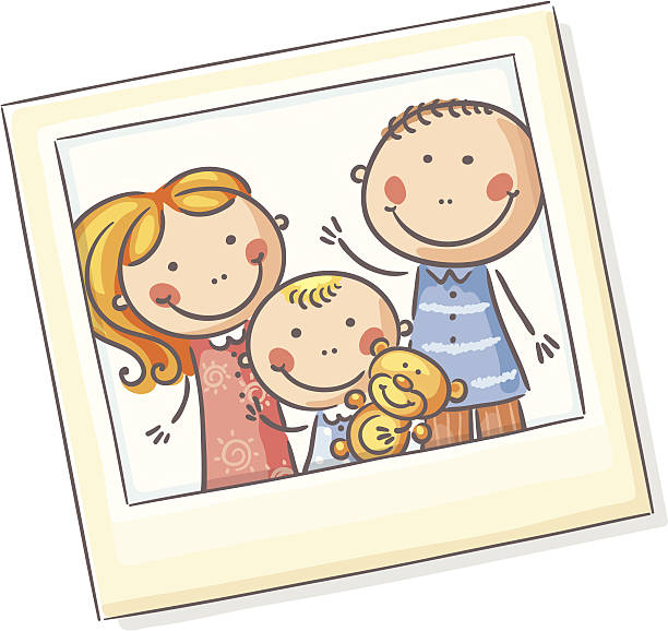 ilustrações de stock, clip art, desenhos animados e ícones de foto de família - kid photo