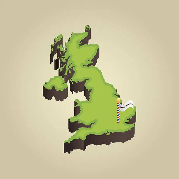 Vector illustration of United Kingdom 3D Map