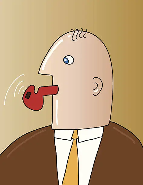 Vector illustration of Cartoon of man wearing a short and tie blowing a red whistle