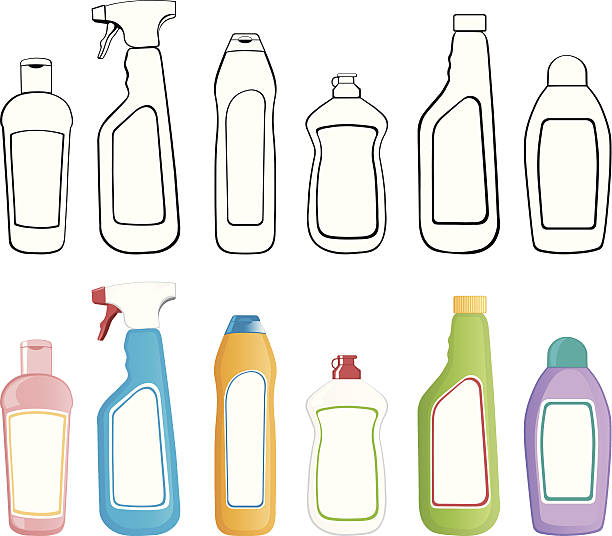 bildbanksillustrationer, clip art samt tecknat material och ikoner med cleaning products - diskmedel