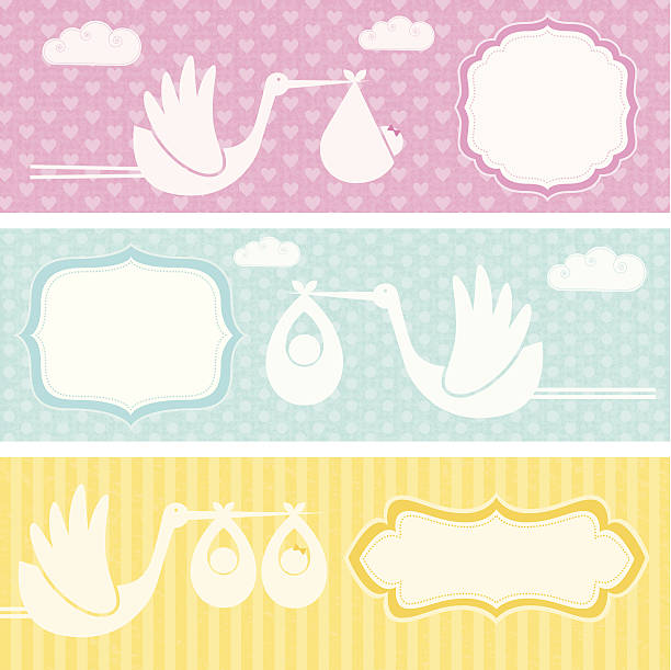 ilustrações, clipart, desenhos animados e ícones de banners anúncio de nascimento (vida familiar série - baby blanket illustrations