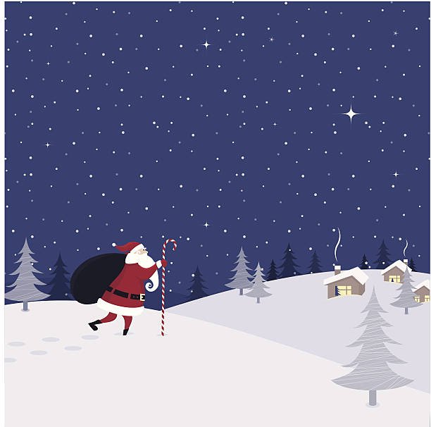 Santa Claus faisant magique de transport - Illustration vectorielle
