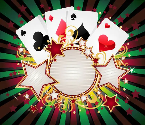 Vector illustration of Playing Cards with Round Marquee