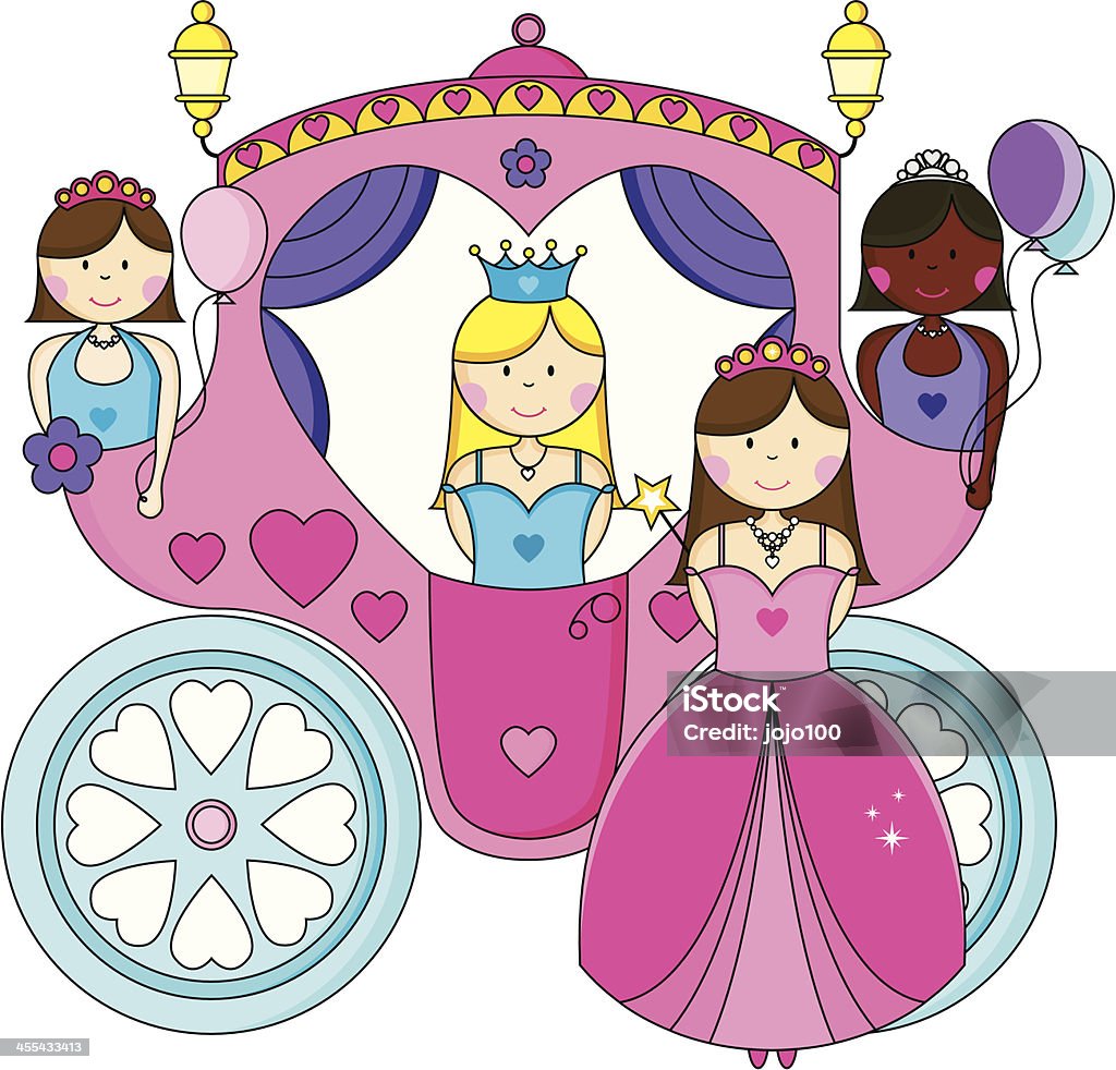 Glamour principesse a palla in un carrello. - arte vettoriale royalty-free di Abbigliamento formale