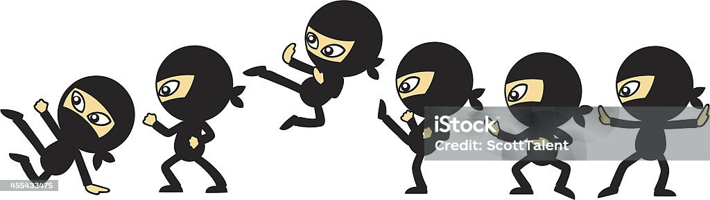 Ninja sposta - arte vettoriale royalty-free di Abilità