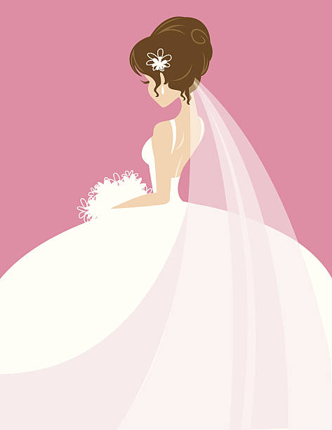 Cute Bride vector art illustration