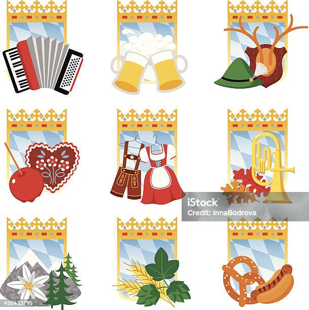 Octoberfest Icona Set - Immagini vettoriali stock e altre immagini di Baviera - Baviera, Blasone, Icona