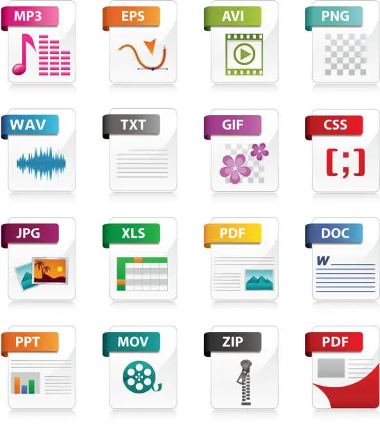 Vector illustration of File type icons