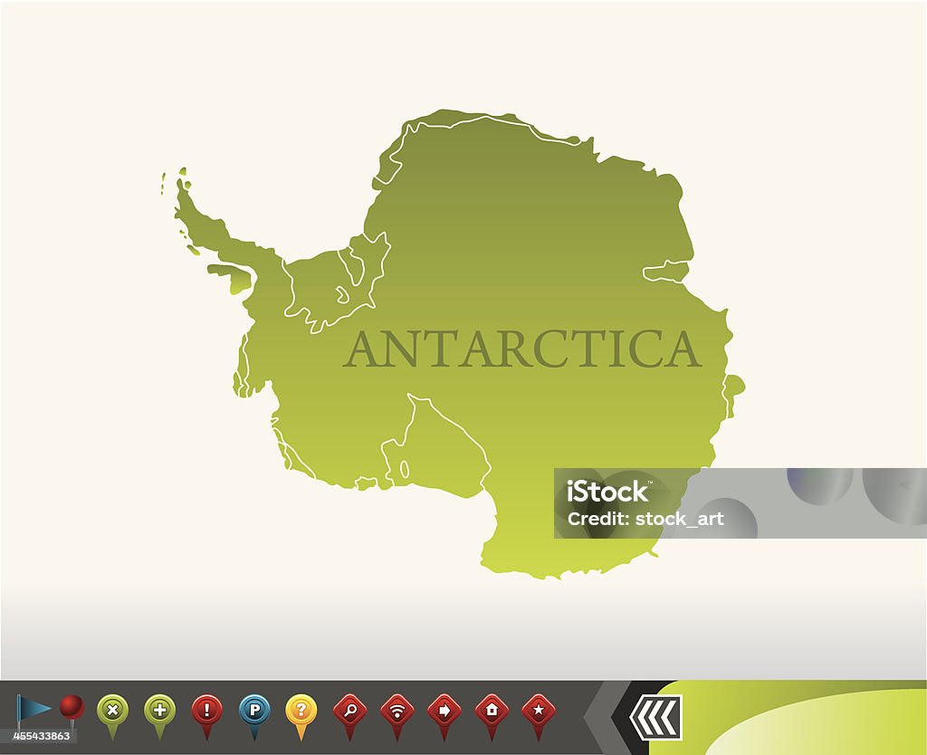 Antártida mapa com ícones de navegação - Royalty-free Acidente Natural arte vetorial