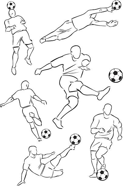 stockillustraties, clipart, cartoons en iconen met football playing figures - gele kaart illustraties