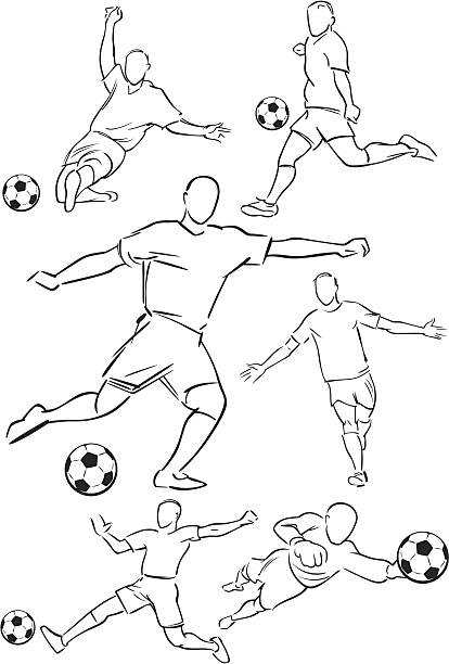 stockillustraties, clipart, cartoons en iconen met football playing figures - gele kaart illustraties