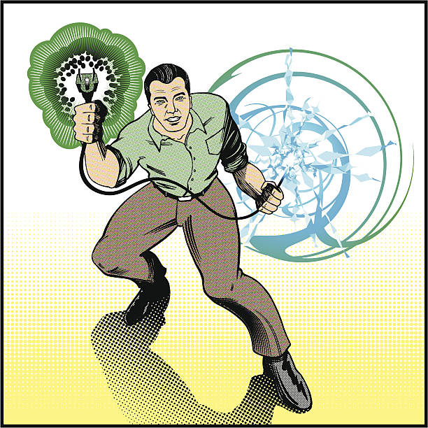 Green Energy Man vector art illustration