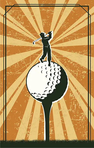 Vector illustration of Golfer on Top of the Golf World Background