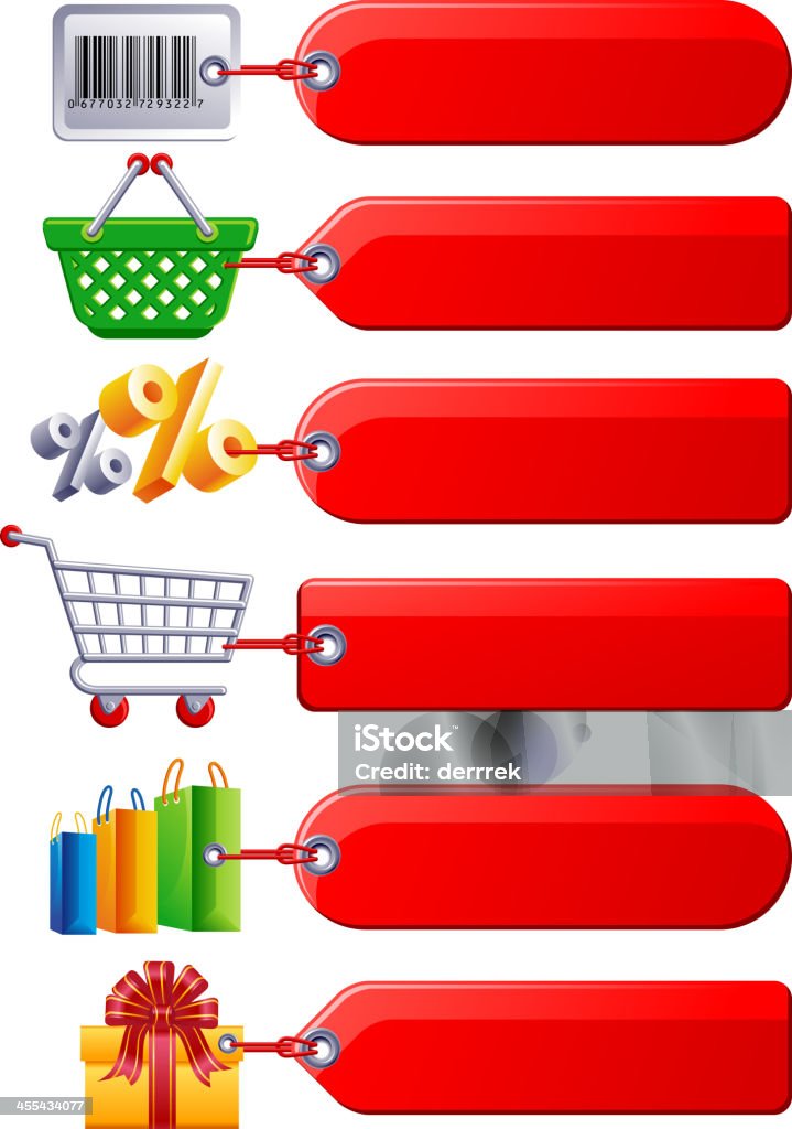 Compras de compra e venda label - Vetor de Cesto royalty-free