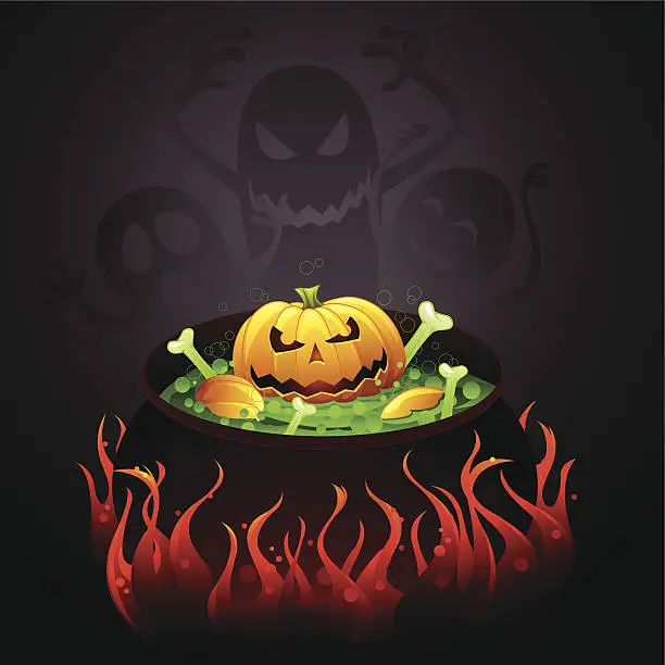 Vector illustration of Halloween Pumpkin Soup