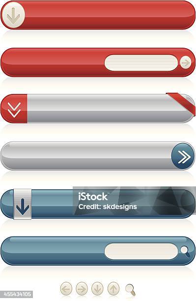 Vetores de Interface De Rótulos Ícones Caixas De Pesquisa Arrows Set Vermelho Azul Prata e mais imagens de 4 de Julho