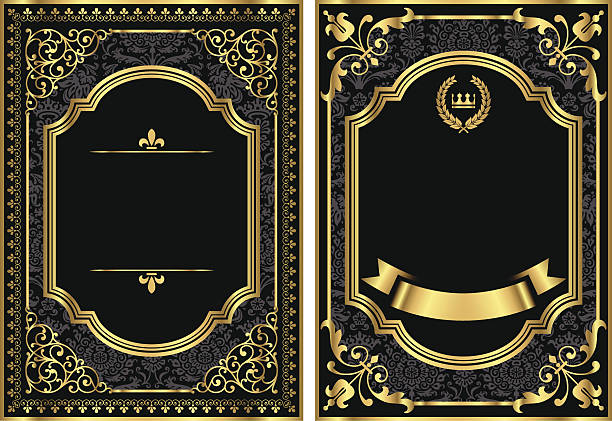 Set of two vintage style scroll frames with gold and damask details.  Damask pattern swatch is already in the swatches panel for easy use.  Colors are global, so they can be modified easily.  File is layered for easy editing.