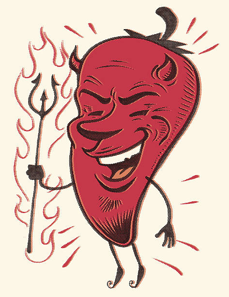 hot pepper sam - devil chili stock-grafiken, -clipart, -cartoons und -symbole