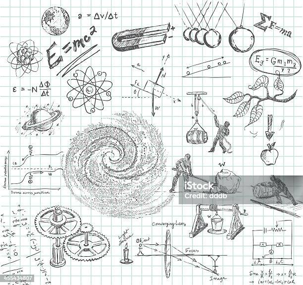 Physics Doodle Stock Illustration - Download Image Now - Drawing - Activity, Mathematics, Quantum Physics