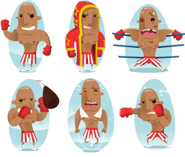 Vector illustration of Boxer action set