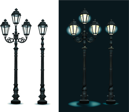Tight illustration of an old-fashioned street light. Drop it over a photo or use it as a design element. Check out my 