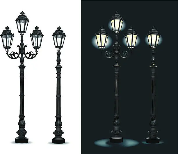 Vector illustration of Street Lamps - Lighting Equipment