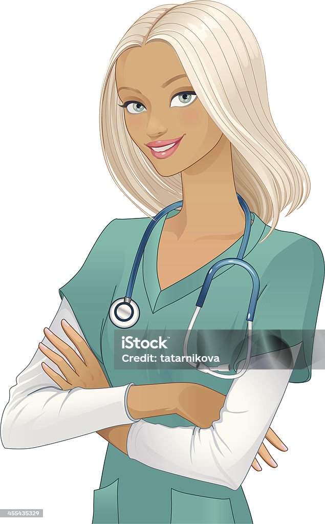 Healthcare Worker Female  Doctor. isolated Adult stock vector