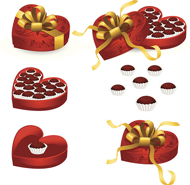 ilustraciones, imágenes clip art, dibujos animados e iconos de stock de valentin's day de chocolate - chocolate candy chocolate box candy