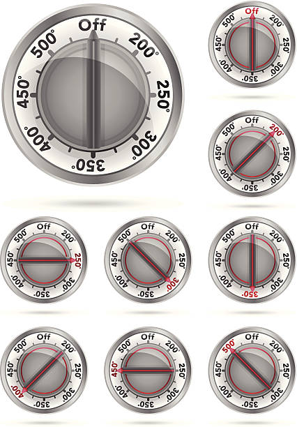 ilustrações, clipart, desenhos animados e ícones de forno temperatura botões - 300