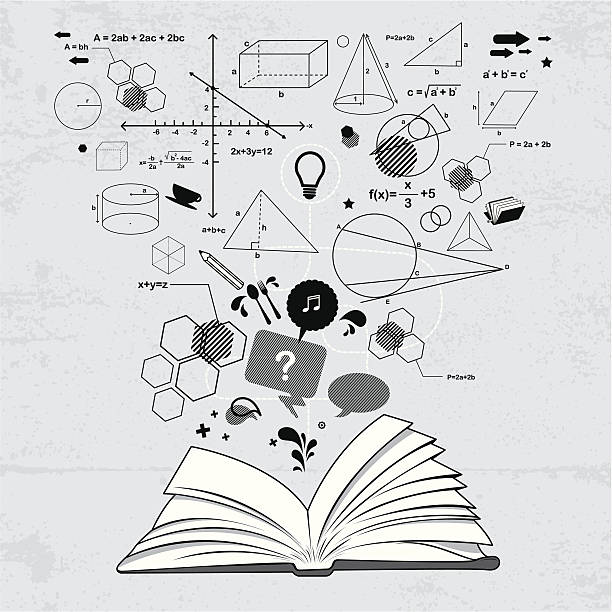 book of solutions - matematik illüstrasyonlar stock illustrations